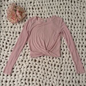 Alo Pink Twist Front Long Sleeve Top Size M